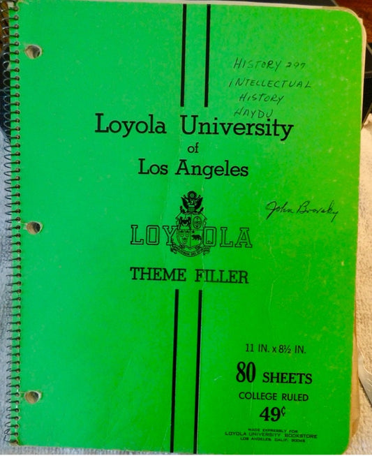 Intellectual History: My Notes: Professor Donald Heydu, Loyola University of Los Angeles, Part 1